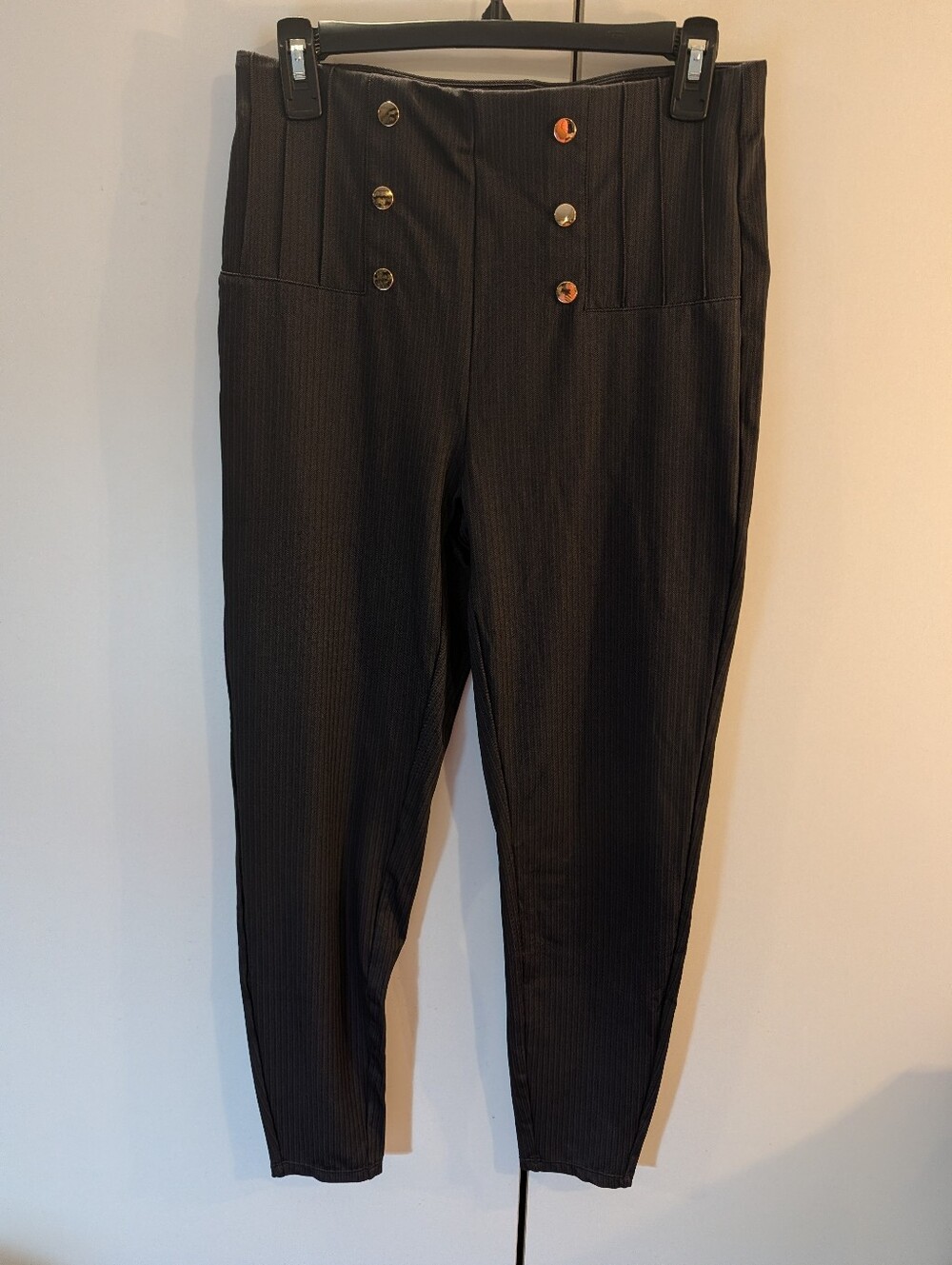 Halara Woman's M 7/8 High-Waist Black Pinstripe Sailor Pants